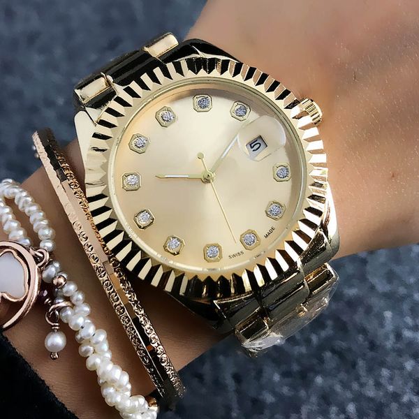 

watches wristwatches women's girls crystal style metal steel band quartz calendar wrist watch x43, Silver