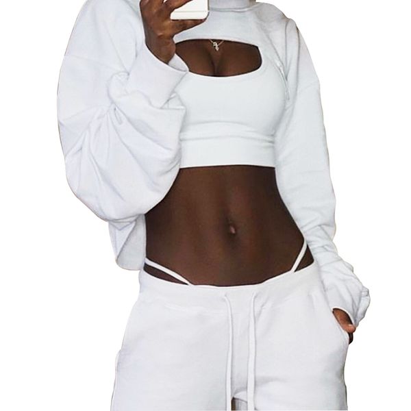 

рукав crew neck твердой весна осень sexy обрезанный прохладный износ клуб вскользь женщины hoodie дряблой soft daily спортивного, Black