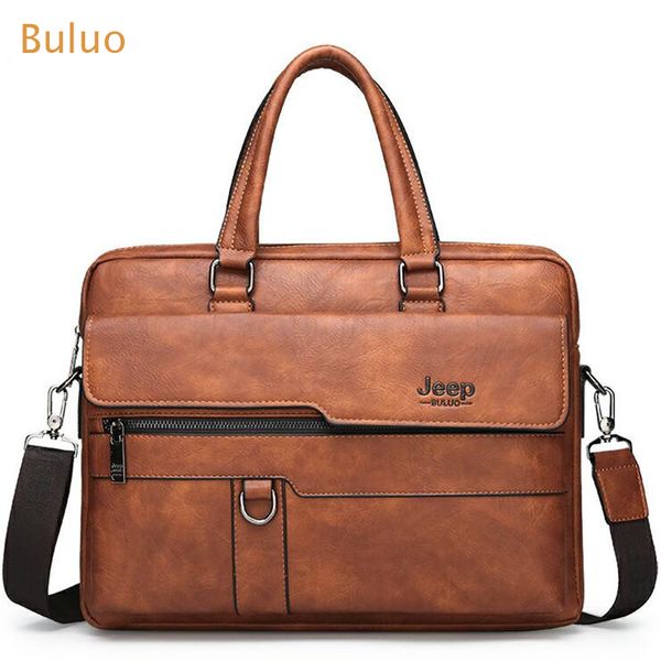 

buluo men briefcase bag business leather shoulder messenger bags office handbag 13.3 inch laptop