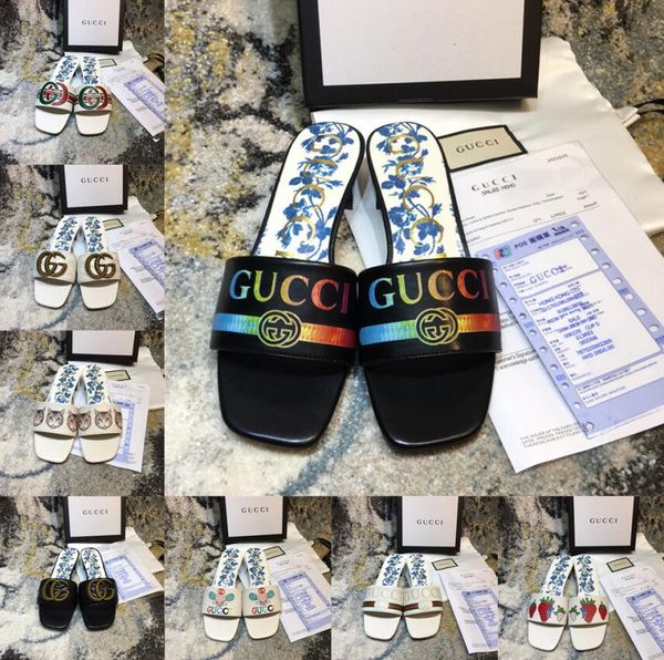

высочайшее качество оригинальный g тапочки горячие марка мода для женщин 2020 новый роскошный дизайн коровьей ретро g письмо печати сандалии, Black