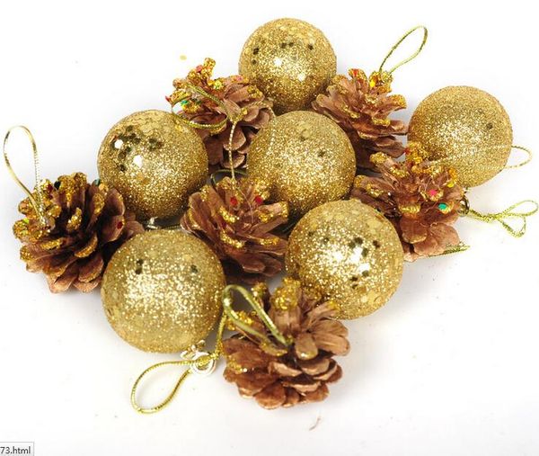 

12pcs hanging balls pine cones christmas tree party decoration ornament gold silver decor for home and party supplies 4cm
