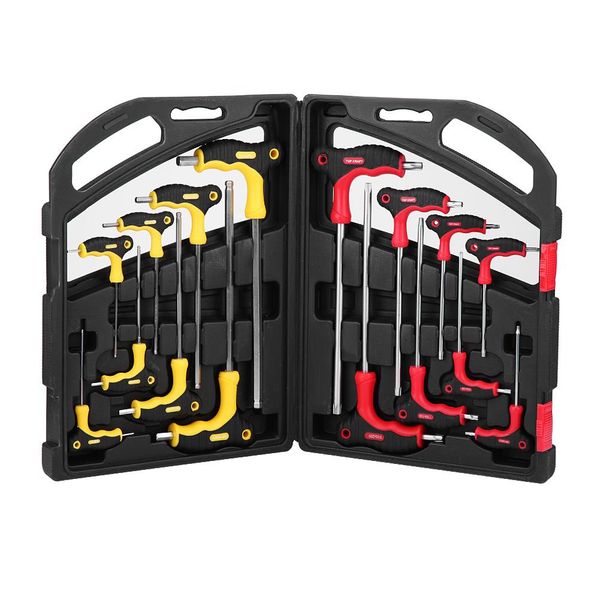 

oversea 16pcs t bar handle spanner driver set star torx & hex ball end screwdriver kit hex & star(torx) key
