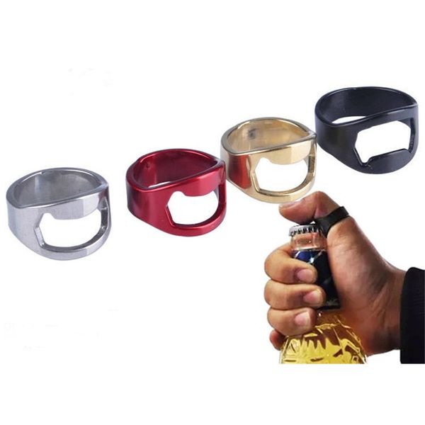 

portable finger ring bottle opener colorful stainless steel wine beer bottle opener bar tools bottle favors, Black