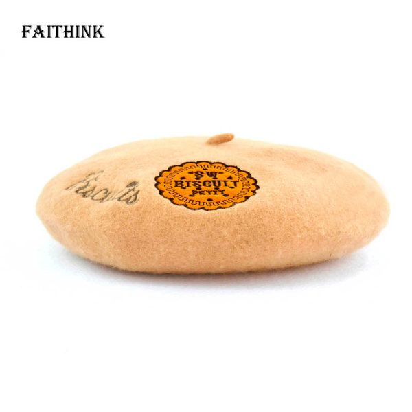 

faithink] женщины camel бисквит берет hat girl мода лето зима теплая украшения brief wool шапочка художник gorras planas cap, Blue;gray