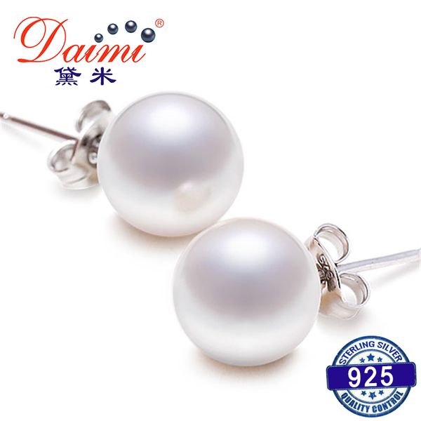 

daimi] fresh water pearl earring, 8-8.5 mm round pearl, female, gift [explode, Golden;silver