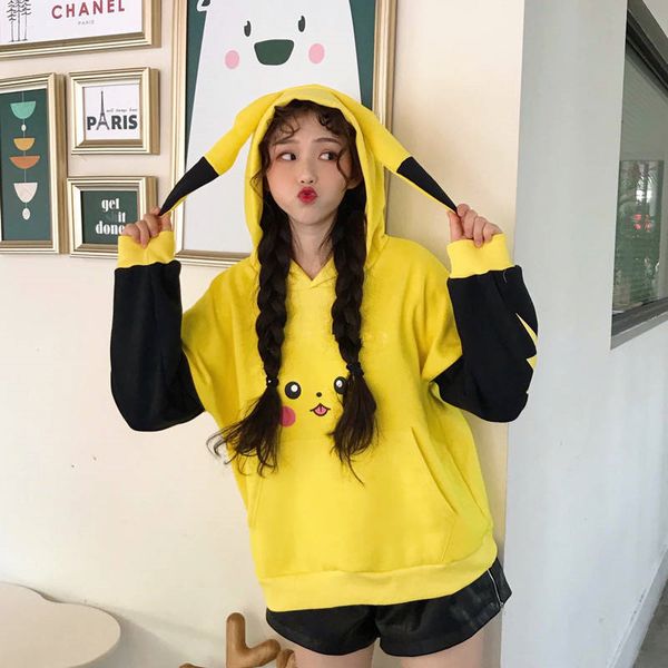 

new durable winter printed pink panther hoodies women korean autumn fleece hooded sweatshirts harajuku funny kawaii clothing, Black