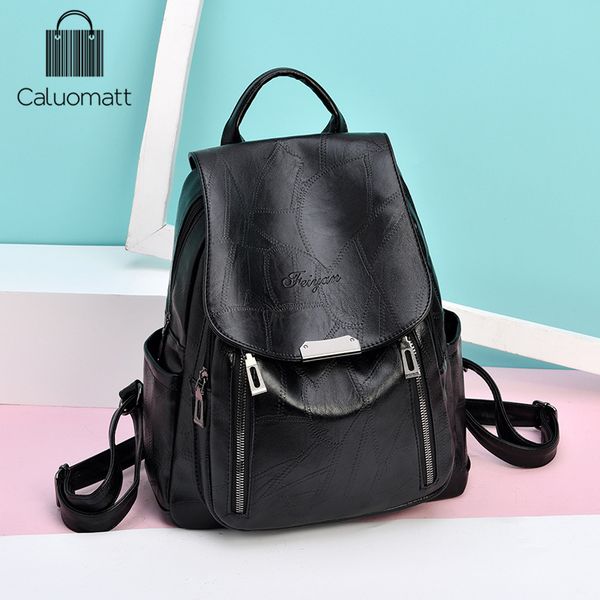 

caluoma2020women рюкзак женский высокое качество водонепроницаемый искусственная кожа школьный рюкзак мода повседневная противоугонная сумка