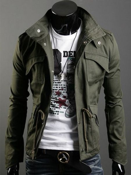 

tang 2019 new slim d mens jacket coat turn down collar jaqueta black army green gray england style dropshipping, Black;brown