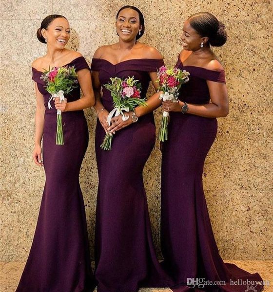 

2019 african mermaid purple bridesmaid dress long summer country formal wedding party guest maid of honor gown plus size custom made, White;pink