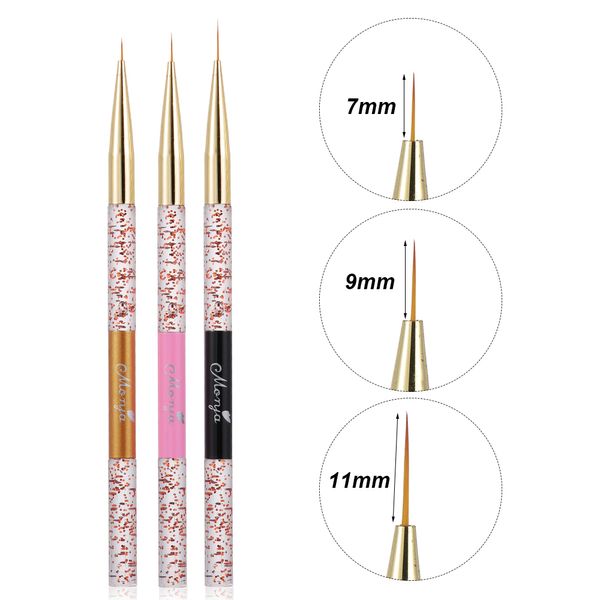 

7/9/11mm red spot handle nail art liner brush french lines stripes gradient ultra-thin painting drawing pen rhinestone manicure, Yellow