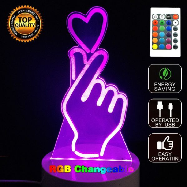 

жест, чем сердце 3d led night light touch таблица настольная лампа