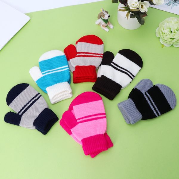 

cute winter warm baby children knitted stretch mittens kids warm comfortable girls boys gloves, White