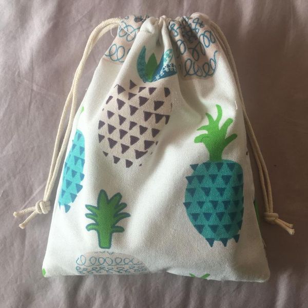 

cotton drawstring pouch home organized party gift bag pineapple blue 20312d