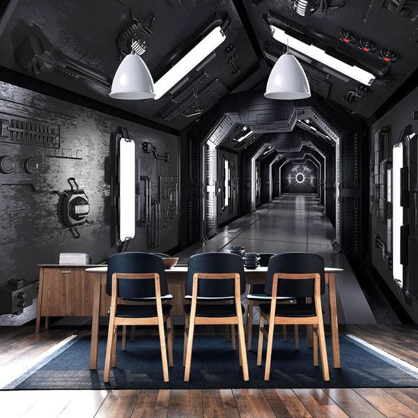 

custom p wallpaper retro 3d stereo tunnel space expansion murals restaurant cafe ktv bar creative background wall painting
