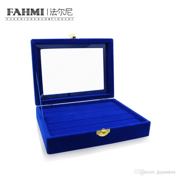 

fahmi original charm ring transparent blue display box jewelry protection gift sleek minimalist simple display box factory, Black;white