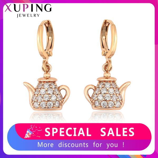 

hoop & huggie xuping est dangle earrings round specially design party family birthday gifts ss6.5-99801, Golden;silver