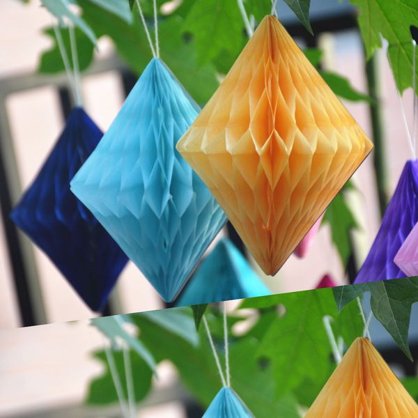 

5pcs/lot tissue paper diamond honeycomb geometry honeycomb ball for wedding party birthday showers anniversary home garden