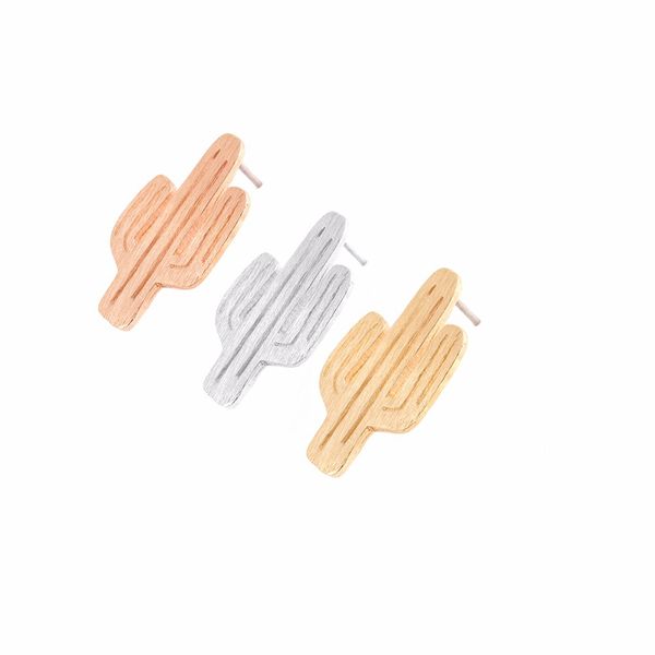 

wholesale earrings 2016 new fashion cactus post earrings stainless steel studs for girls women gifts18 k gold rose gold silver color, Golden;silver
