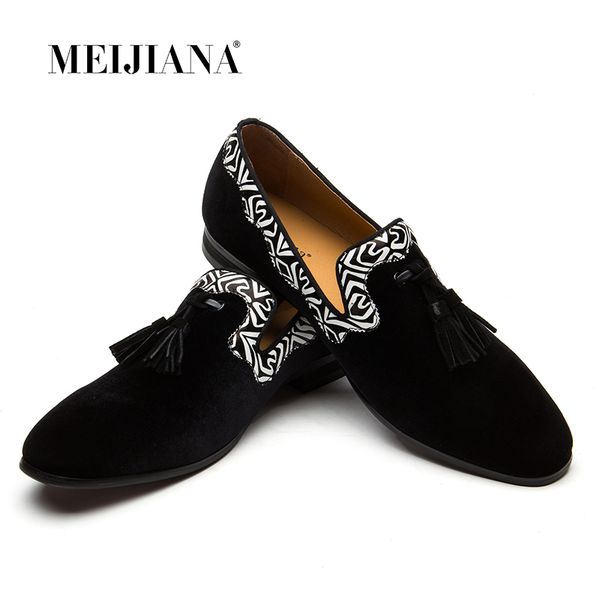 

meijiana new men loafers brand men shoes genuine leather moccasins comfy breathable slip on wedding and party shoes, Black
