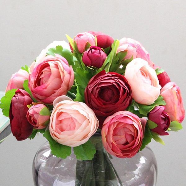 

10 heads silk peony artificial flowers camellia bride holding bouquets bridesmaid latex real touch wedding party decor g5935