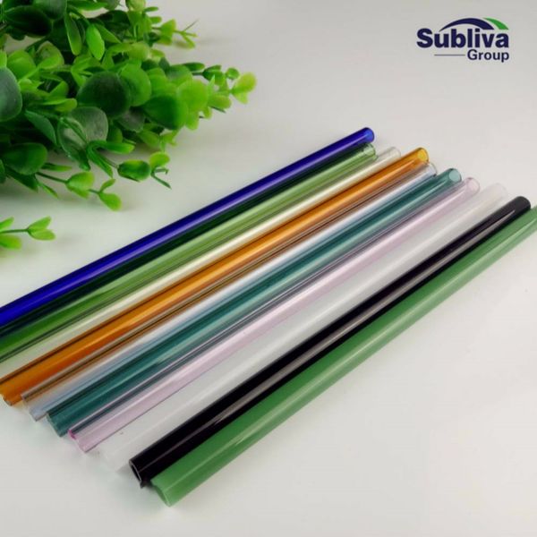 

10pc glass straw with 2 cleaning brush eco-friendly household glass straight pipet tubularis snore piece tube