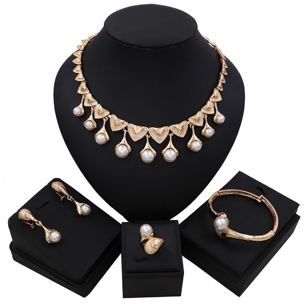 

tsround flourish imitation pearl pendant necklace african dubai jewelry sets for women excellent highly polishing gold jewelry, Silver