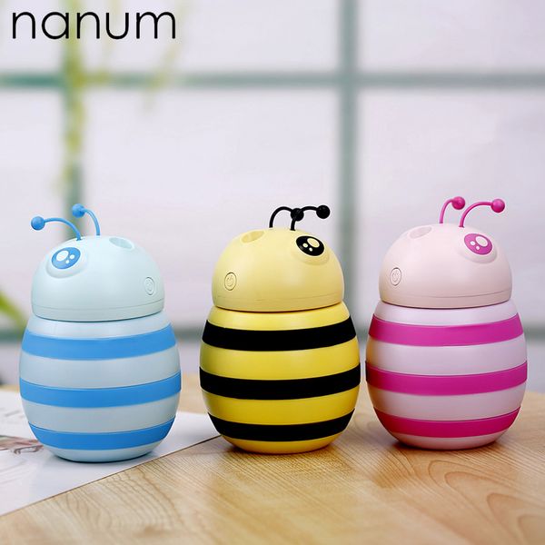 

new car bee humidifier mini ultrasonic humidifiers led night light usb essential oil aroma diffuser fogger air freshener