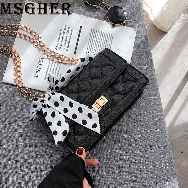 

msgher shoulder bags for women luxury designer handbags ladies silk ribbon pu chain crossbody bags quality hasp bgas