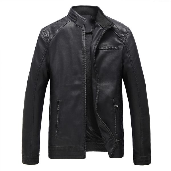 

men fashion autumn leather jacket motorcycle pu leather male winter jackets outerwear faux coat pu jacket for men, Black