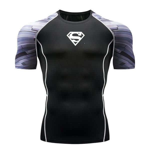

men t shirt breathable bodybuilding male compression super hero fitness 3d print shirts quick dry short sleeve fitness, White;black
