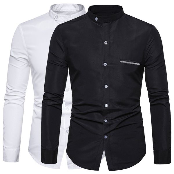 

business affairs men's casual shirt slim fit men's casual button down shirt long sleeve formal dress shirts men male clothing, White;black