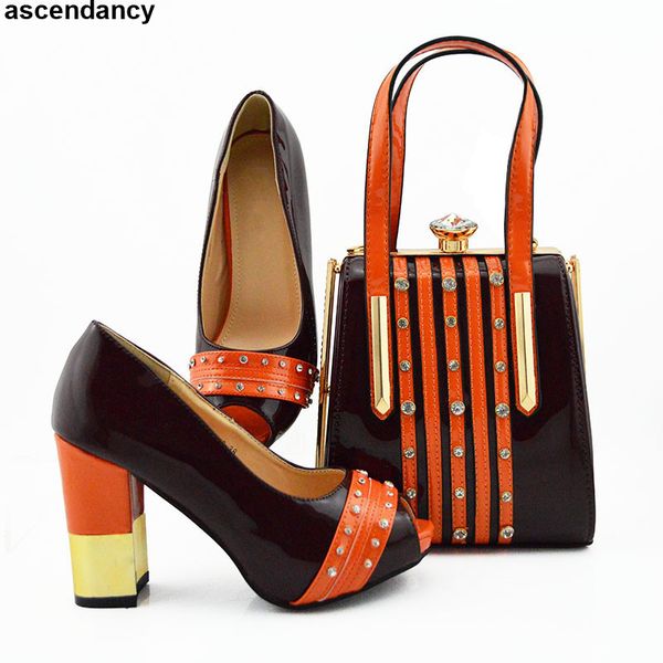 

new arrival summer high heeled shoes for women shoes and bag set african sets 2019 italian shoe and bag set for party in women, Black