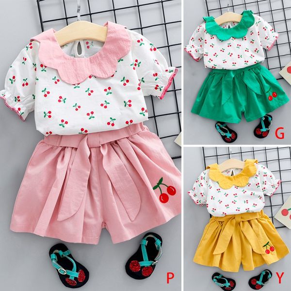 

baby girl clothes summer children's girls' clothing sets kids bay clothes toddler print bowknot pants8, White
