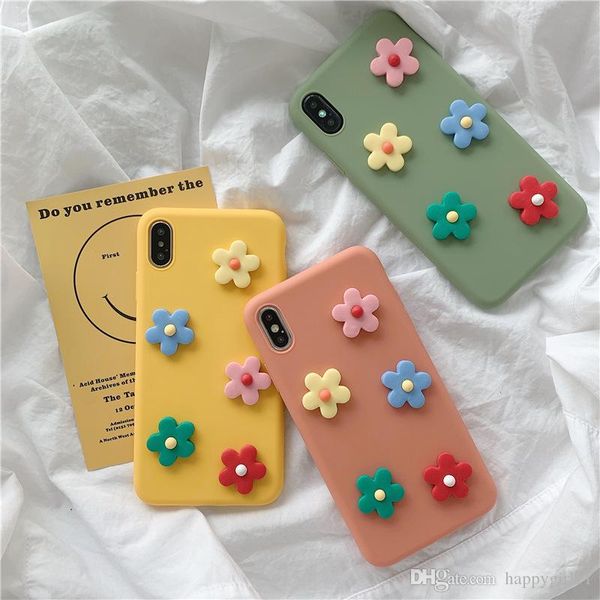 

ell cute 3d flowers phone case for iphone xs max xr x cover for iphone 6 6s 7 8 plus fashion floral pattern soft back cases multi colors