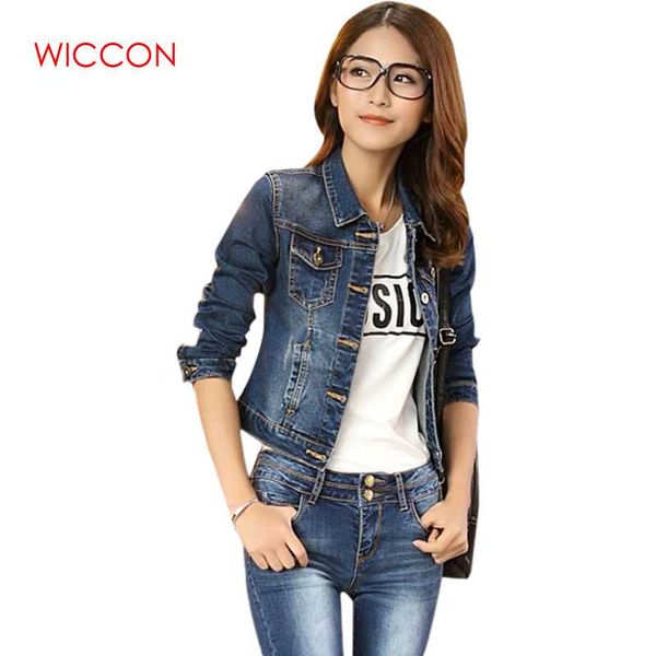 

2019 spring autumn ladies teens casual long sleeve jean coat slim outwear denim short jacket, Black;brown