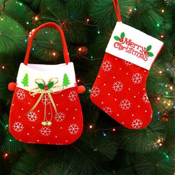 

christmas decoration pendant socks candy bags haning tree ornament dinnerware cover candy bags xmas fork tableware decoration 7