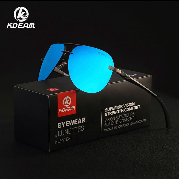 

kdeam sunglasses men polarized eyewear hd rimless sun glasses reflective coating women outdoor sunglass brand with case kd143, White;black