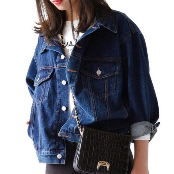 

women casual turn-down collar long sleeve loose cardigan all seasons denim button, double pockets jacket, Black;brown