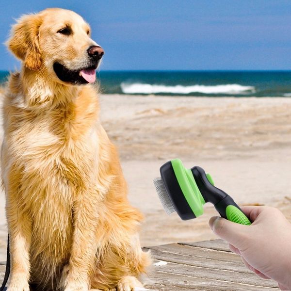 

pet grooming brush comb dog self cleaning brush for small large dog cat short long hair shedding