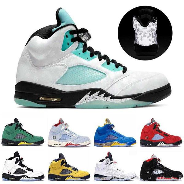 

island green 5 5s reflective basketball shoes men psg x paris michigan fab sup white og metallic black mens sneakers size us 7-13, White;red