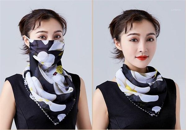 

mask size pattern print anti sunburn mask floral print dustproof mask womens spring and summer face, Silver