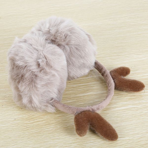 

women warm earmuffs ear new novelty cute antlers fur winter earmuffs warmer gift for girl cover ears super soft plush ear muff, Blue;gray