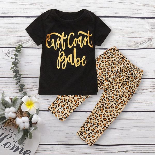

3pcs newborn infant baby set toddler girl leopard print clothes black long sleeve + pants + headband outfits baby clothing, White
