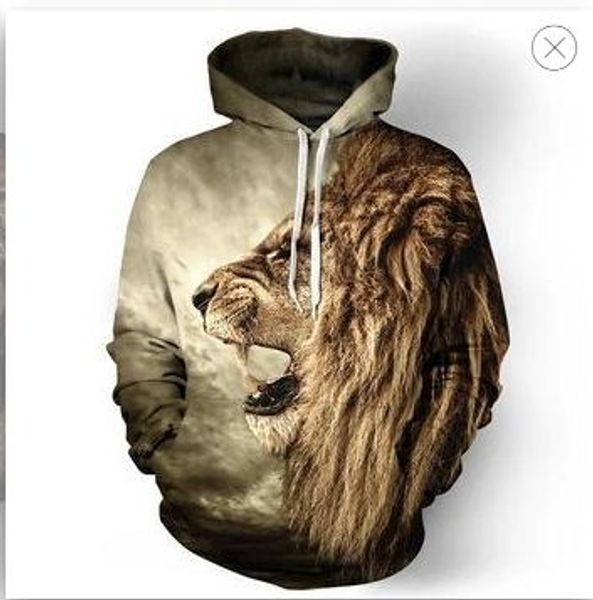 

2019 men's hoodie sweatshirt ferocious lion 3d printed hoodie casual pullover street ordinary hipster hip hop fall, Black