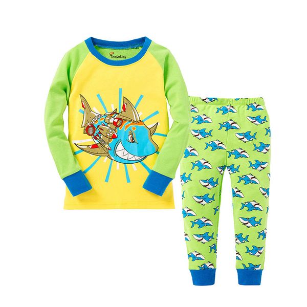 

boys pijamas kids knitting pijamas baby boy girl cotton pajamas set kids cartoon sleepwear age 2-8 years cotton pjs, Blue;red