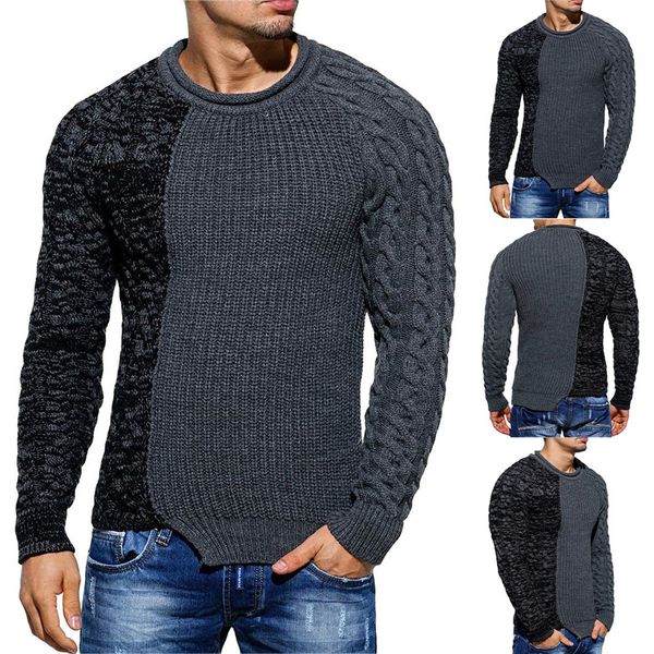 

fashion men's autumn winter pullover knitted raglan patchwork sweater blouse top, White;black