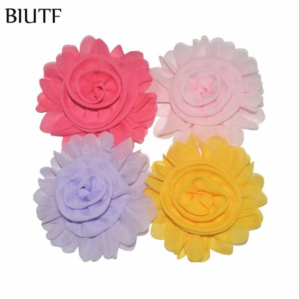 

wholesale 400pcs/lot 3.2'' fabric chiffon flower hair accessories apparel wedding home decoration no clip fast shipping th274, Slivery;white