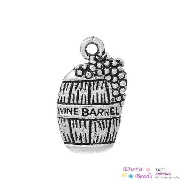 

charm pendants beer barrel antique silver "wine barrel" carved 19mm x 12mm,100pcs (b35526) jewelry making diy, Bronze;silver