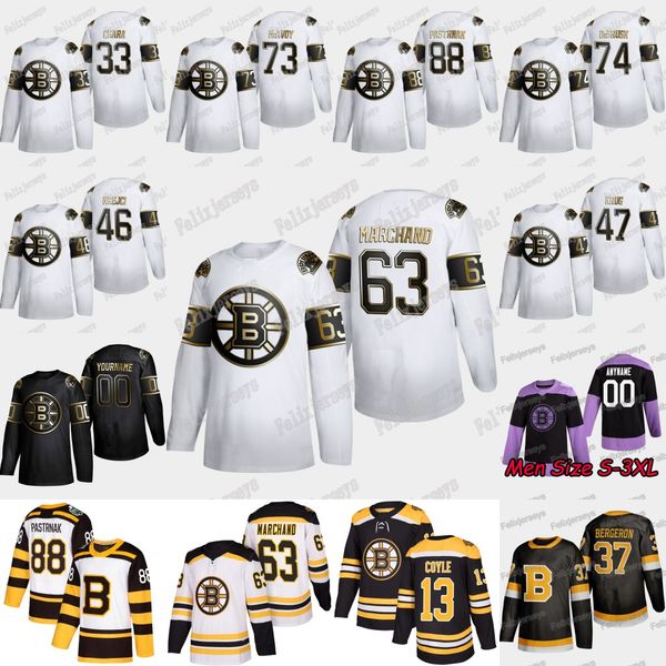

63 brad marchand 2020 golden edition boston bruins david krejci patrice bergeron charlie coyle david pastrnak torey krug zdeno chara jersey, Black;red