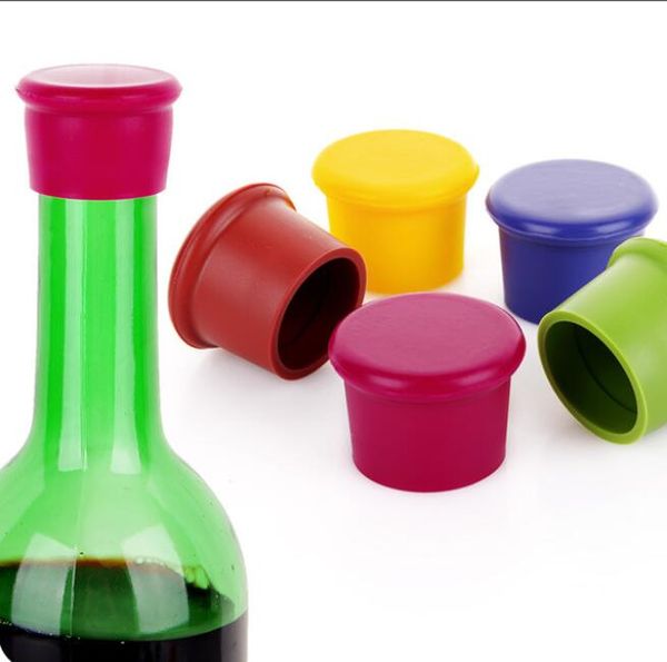 NOVITÀ Tappi per vino in silicone Sigillanti per bottiglie di vino senza perdite per tappi per bottiglie di vino rosso e birra Chiusure per champagne da cucina 5 colori